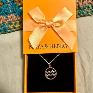 Maya & Henry Aquarius Zodiac Silver Pendant Necklace